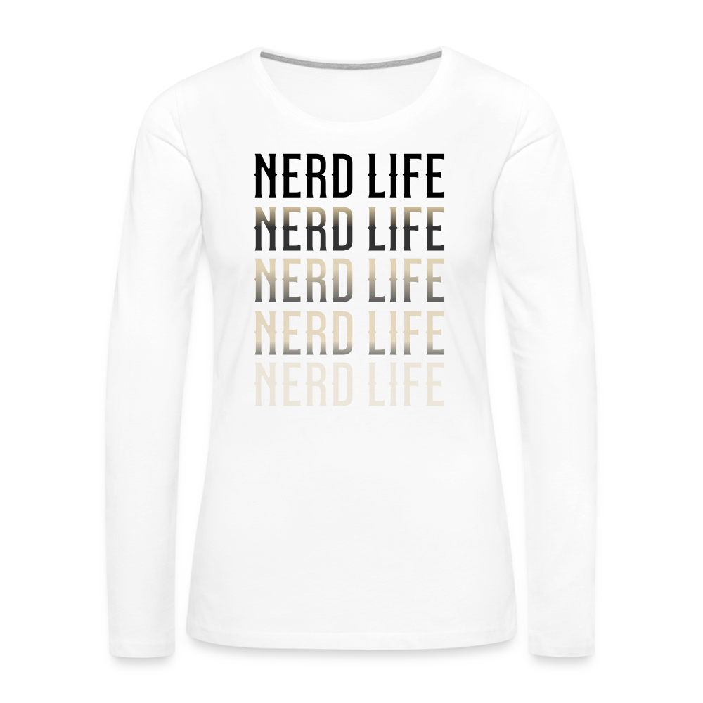 Nerd Life Repeat Fader Women's Premium Long Sleeve T-Shirt - white