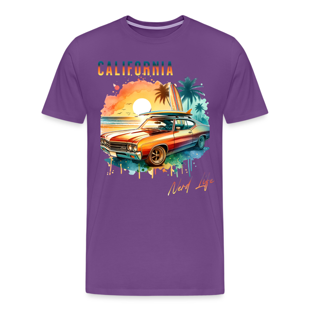 California Nerd Life Sunset Graphic Men's Premium T-Shirt - purple