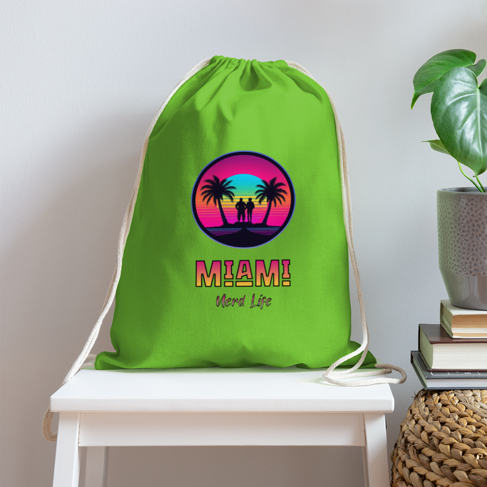 Miami Nerd Life Graphic Cotton Drawstring Bag - clover