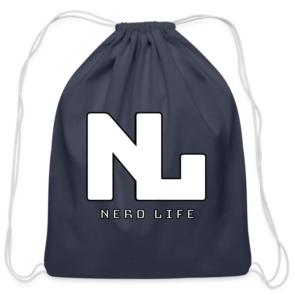 Nerd Life Graphic Cotton Drawstring Bag - navy