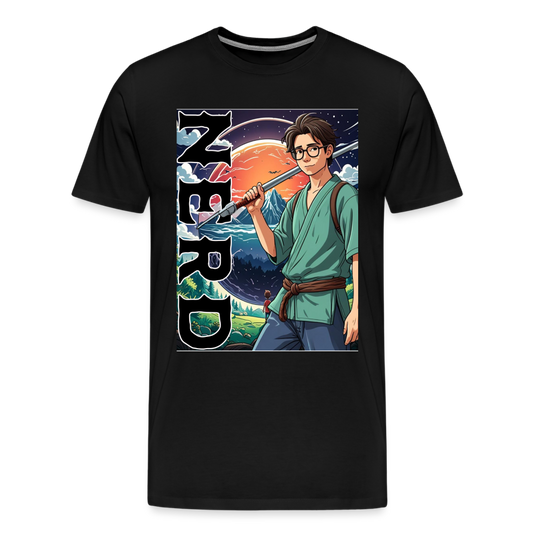 Anime Nerd Graphic Men's Premium T-Shirt - black