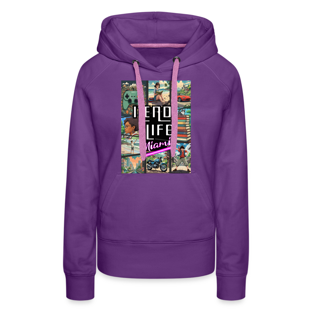 Nerd Life Miami Graphic Women’s Premium Hoodie - purple 