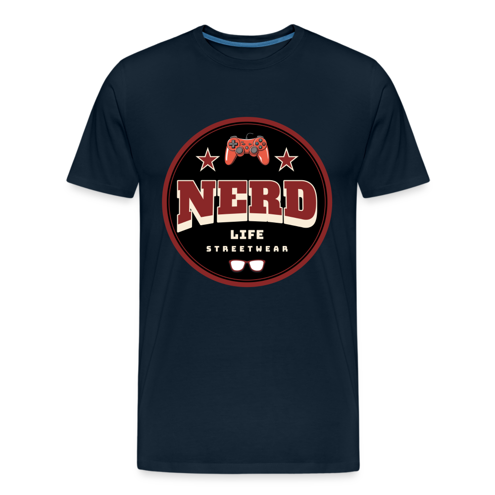 Nerd Life Circle Graphic Men’s Premium Organic T-Shirt - deep navy