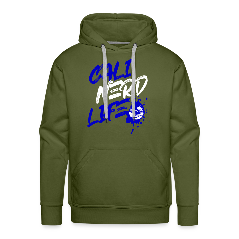 Cali Nerd Life Graphic Men’s Premium Hoodie - olive green