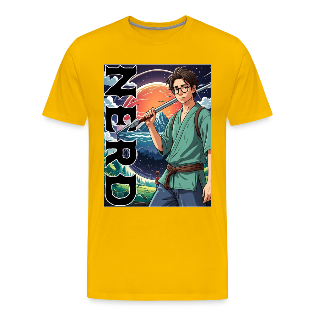 Anime Nerd Graphic Men's Premium T-Shirt - sun yellow