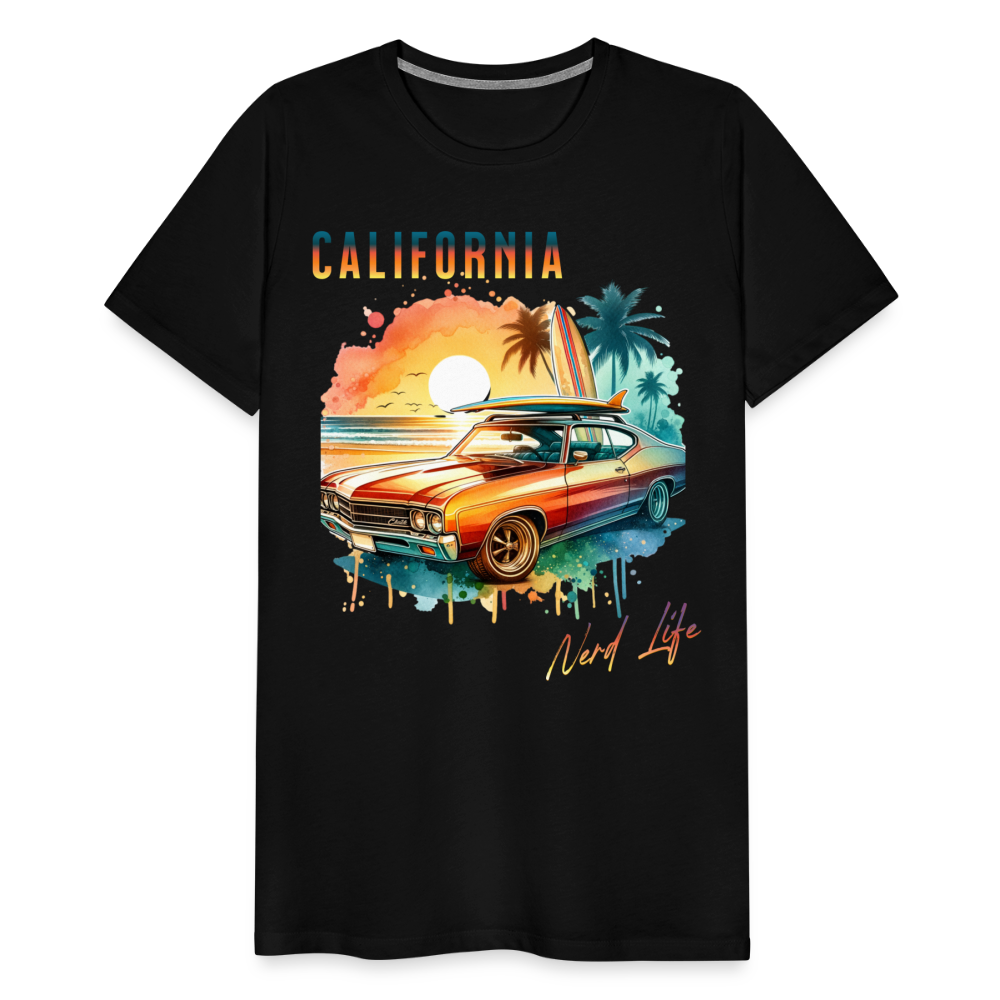 California Nerd Life Sunset Graphic Men's Premium T-Shirt - black