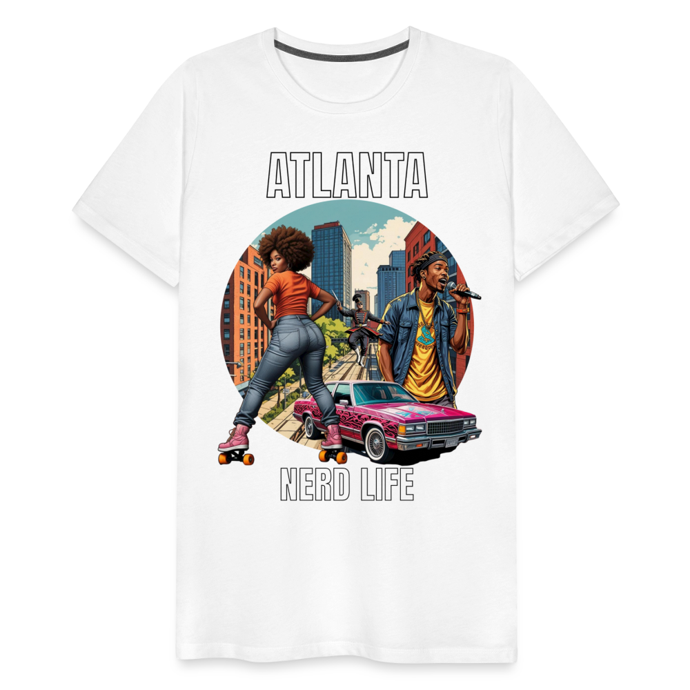 Atlanta Nerd Life Highlights Graphic Men's Premium T-Shirt - white