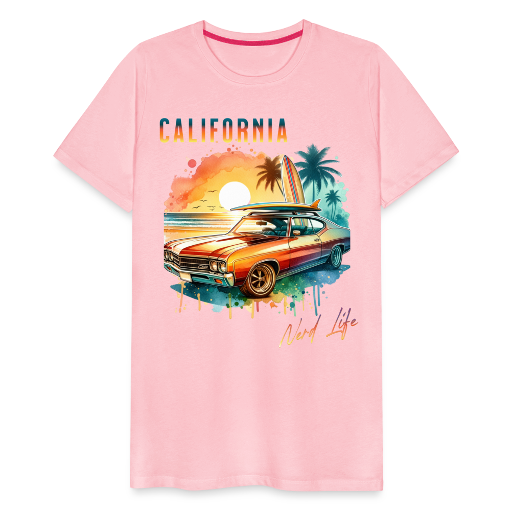 California Nerd Life Sunset Graphic Men's Premium T-Shirt - pink