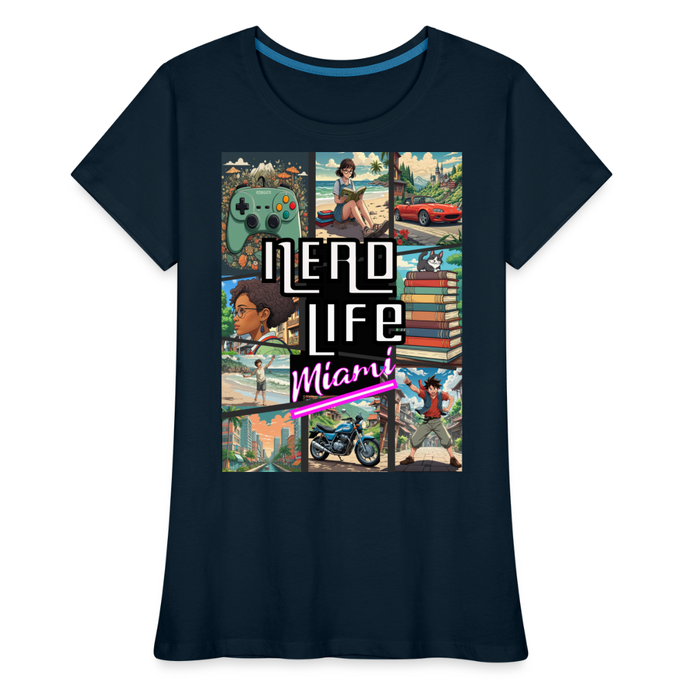 Nerd Life Miami Graphic Women’s Premium Organic T-Shirt - deep navy