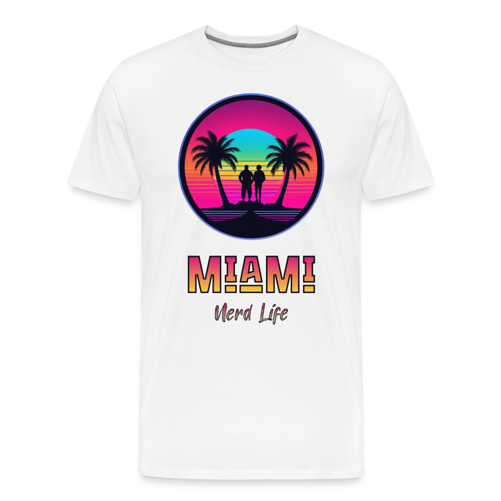 Miami Nerd Life Neon Graphic Men's Premium T-Shirt - white