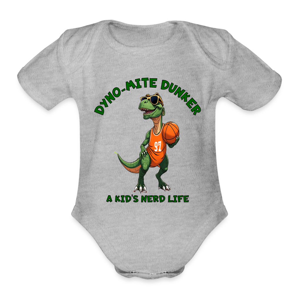 Dyno-Mite Dunker Organic Short Sleeve Baby Bodysuit - heather grey