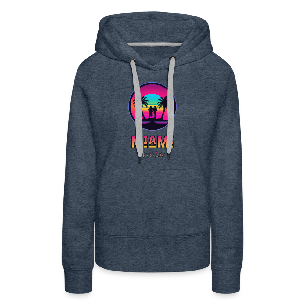 Miami Nerd Life Graphic Women’s Premium Hoodie - heather denim