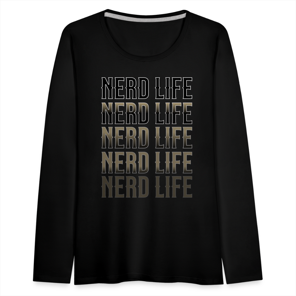 Nerd Life Repeat Fader Women's Premium Long Sleeve T-Shirt - black