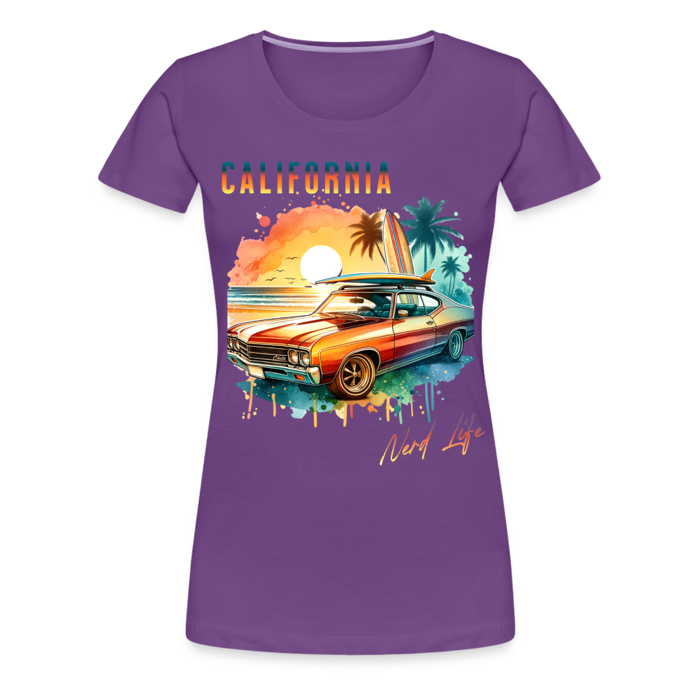 California Nerd Life Sunset Graphic Women’s Premium T-Shirt - purple