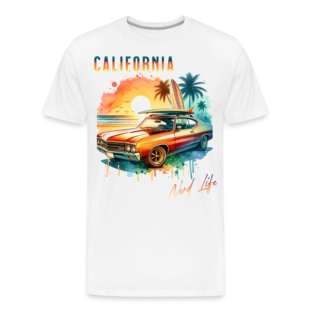 California Nerd Life Sunset Graphic Men’s Premium Organic T-Shirt - white