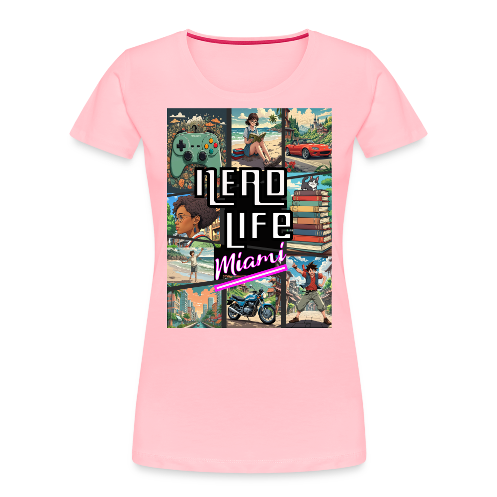 Nerd Life Miami Graphic Women’s Premium Organic T-Shirt - pink