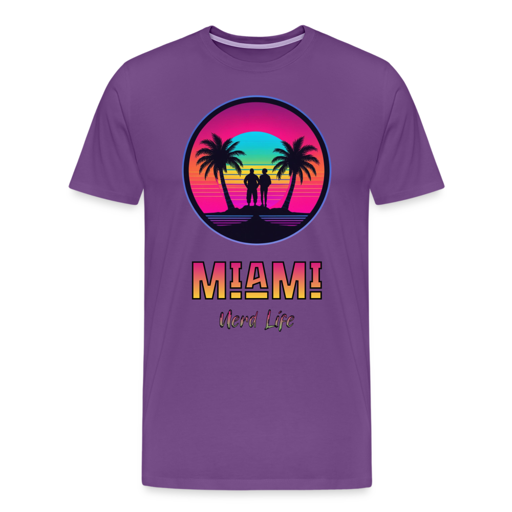 Miami Nerd Life Neon Graphic Men's Premium T-Shirt - purple