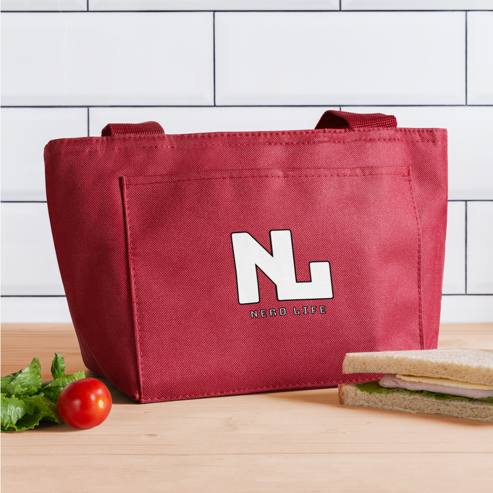 Nerd Life Graphic Recycled Insulated Lunch Bag - red