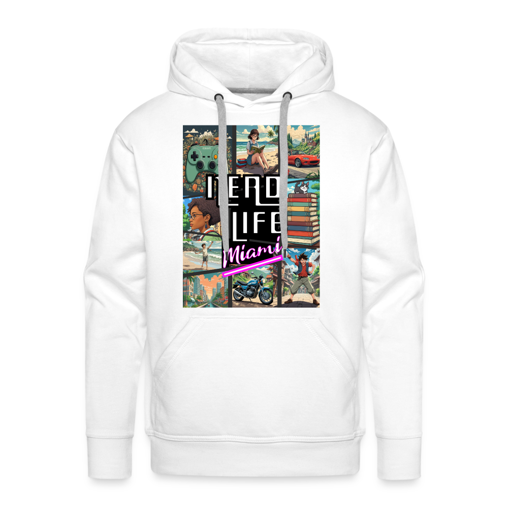 Nerd Life Miami Graphic Men’s Premium Hoodie - white