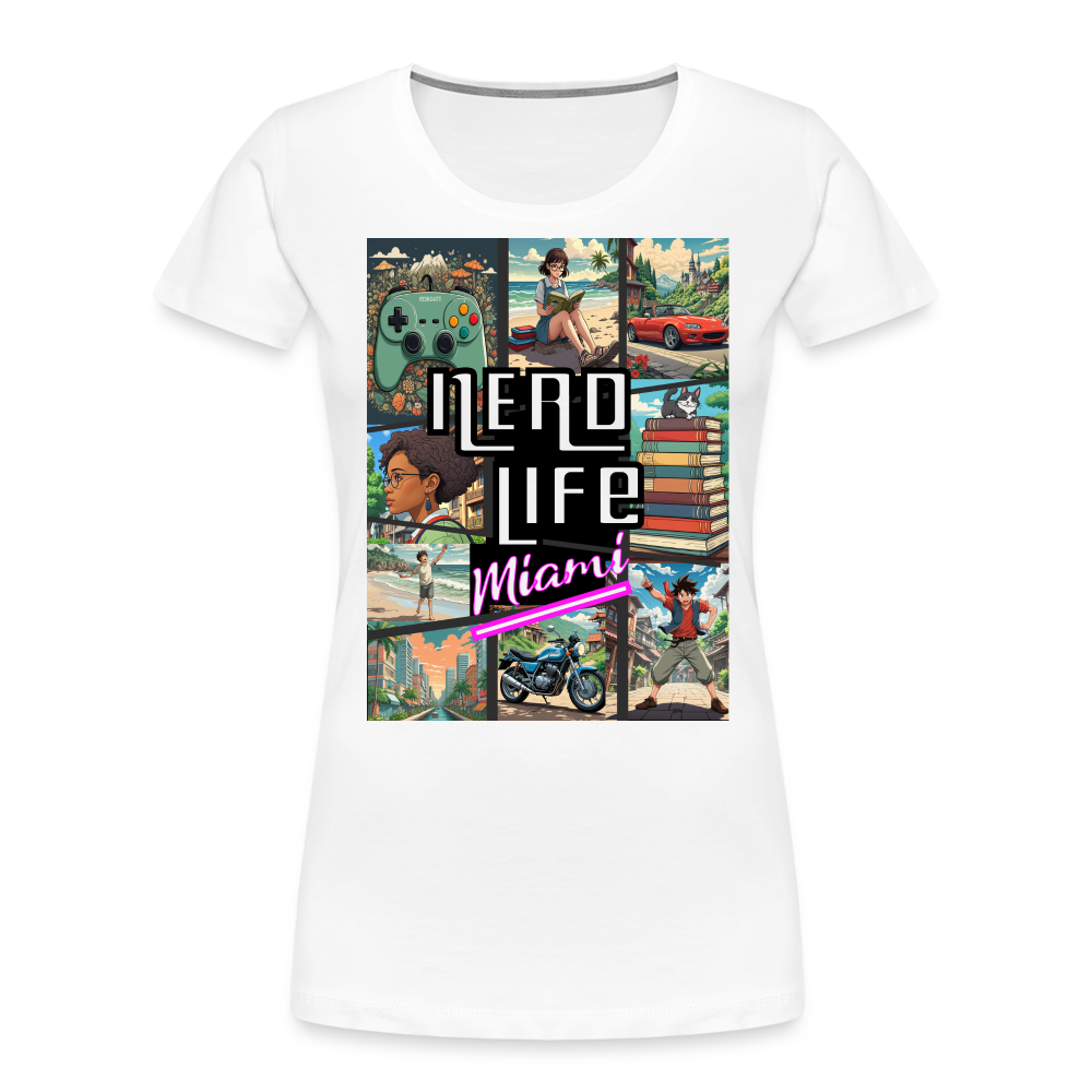 Nerd Life Miami Graphic Women’s Premium Organic T-Shirt - white