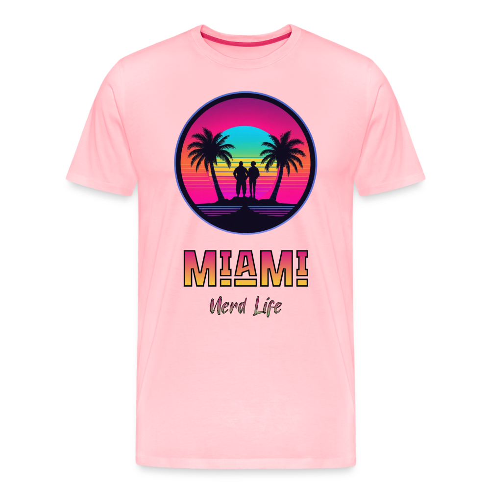 Miami Nerd Life Neon Graphic Men's Premium T-Shirt - pink