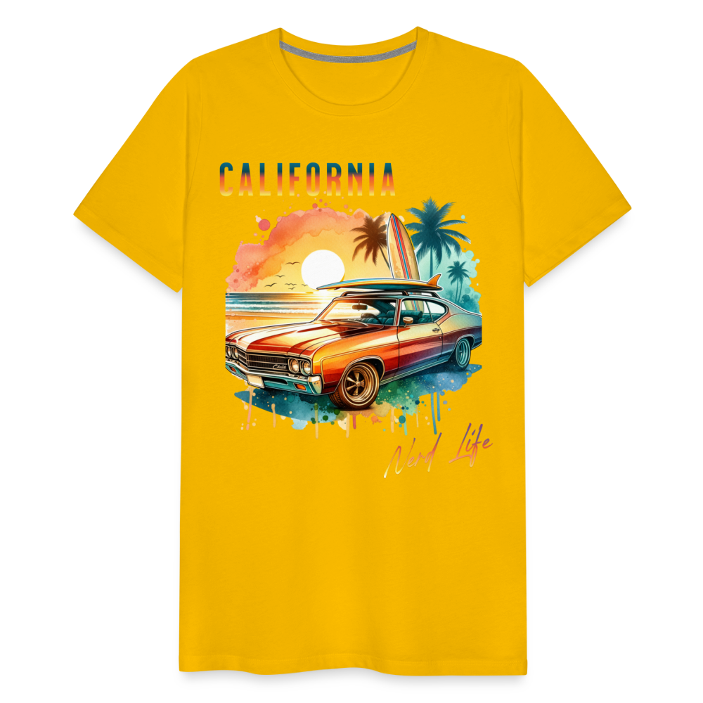 California Nerd Life Sunset Graphic Men's Premium T-Shirt - sun yellow