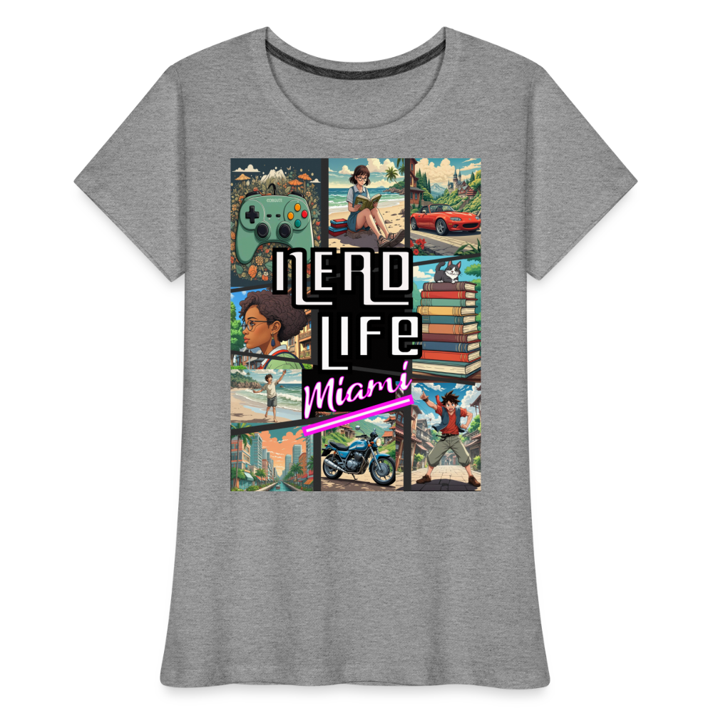 Nerd Life Miami Graphic Women’s Premium Organic T-Shirt - heather gray