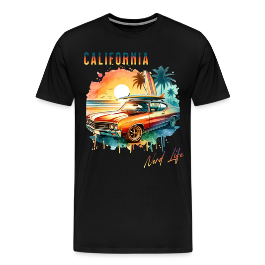 California Nerd Life Sunset Graphic Men's Premium T-Shirt - black