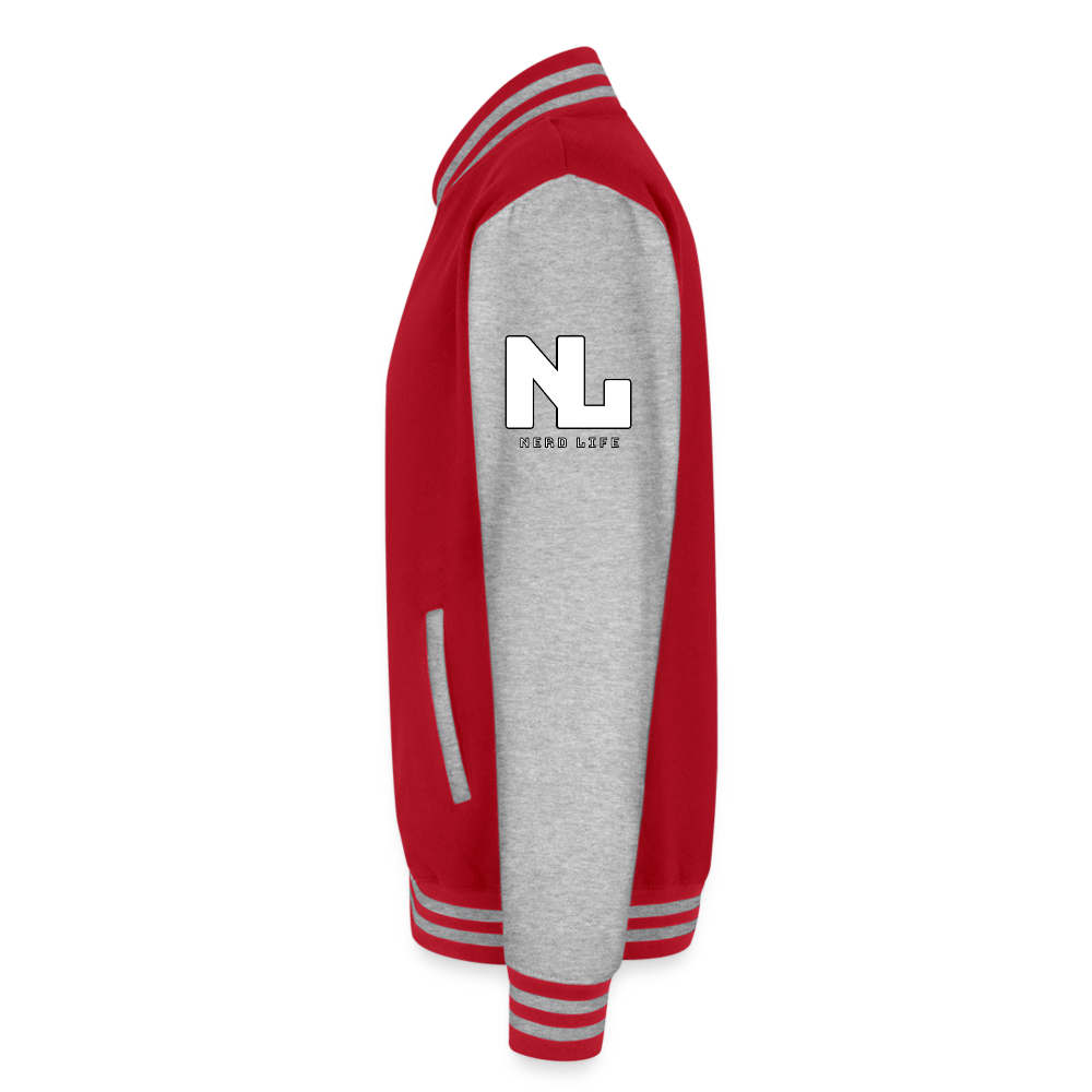 ATL Nerd Life Just Hoods Heavyweight Letterman Jacket - red/heather grey