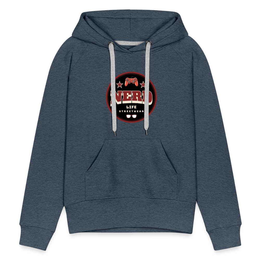 Nerd Life Circle Graphic Women’s Premium Hoodie - heather denim