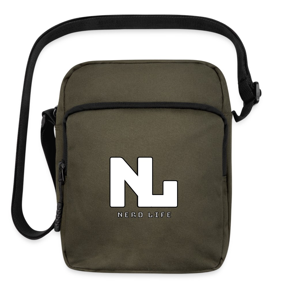 Nerd Life Graphic Upright Crossbody Bag - olive