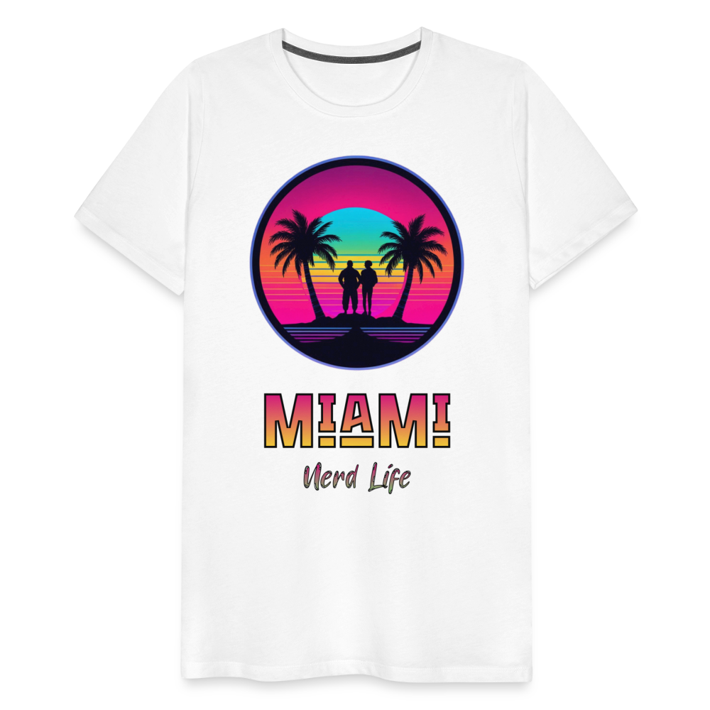 Miami Nerd Life Neon Graphic Men's Premium T-Shirt - white