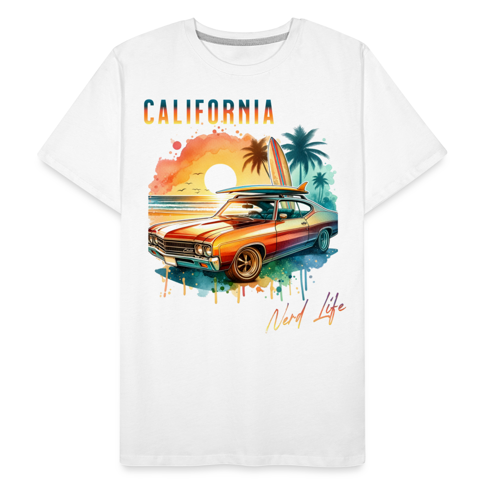 California Nerd Life Sunset Graphic Men’s Premium Organic T-Shirt - white