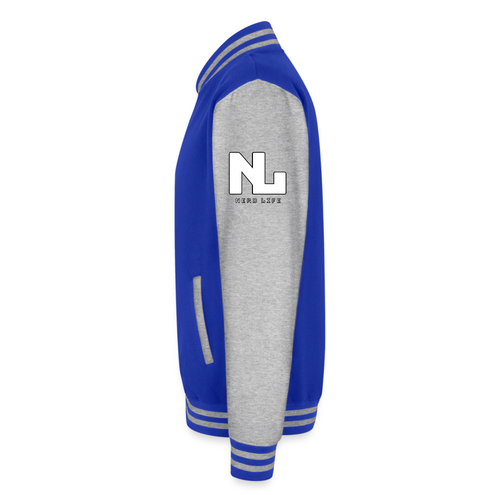 ATL Nerd Life Just Hoods Heavyweight Letterman Jacket - royal/heather grey