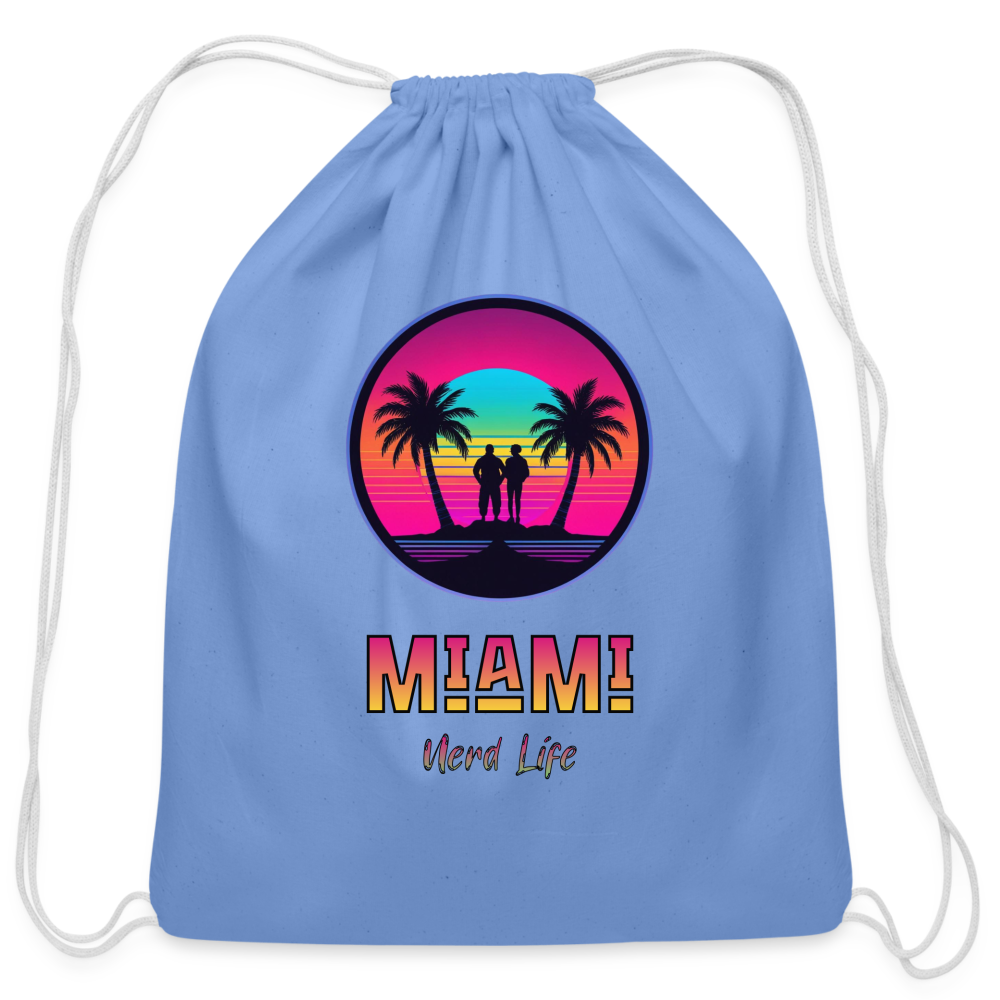 Miami Nerd Life Graphic Cotton Drawstring Bag - carolina blue