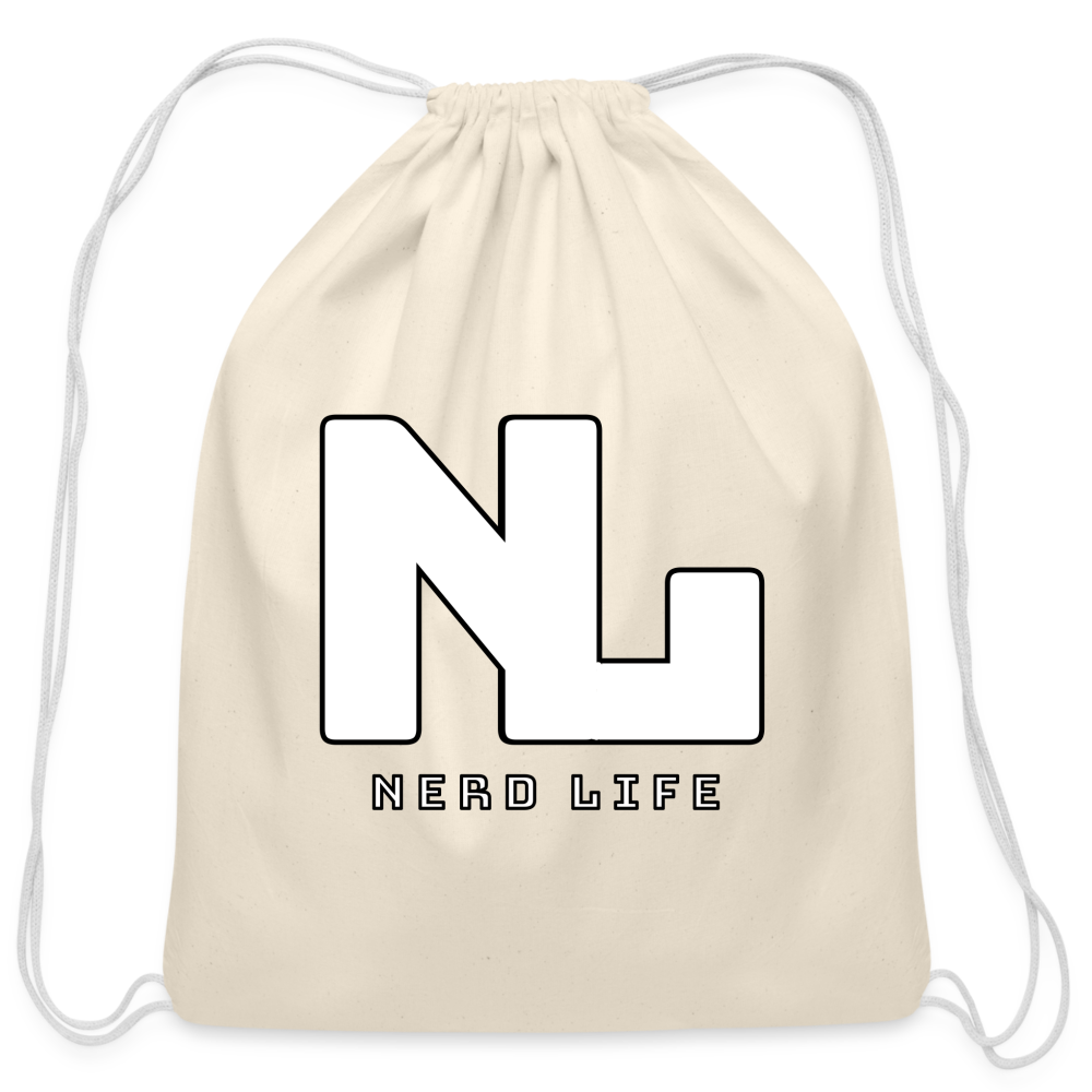 Nerd Life Graphic Cotton Drawstring Bag - natural