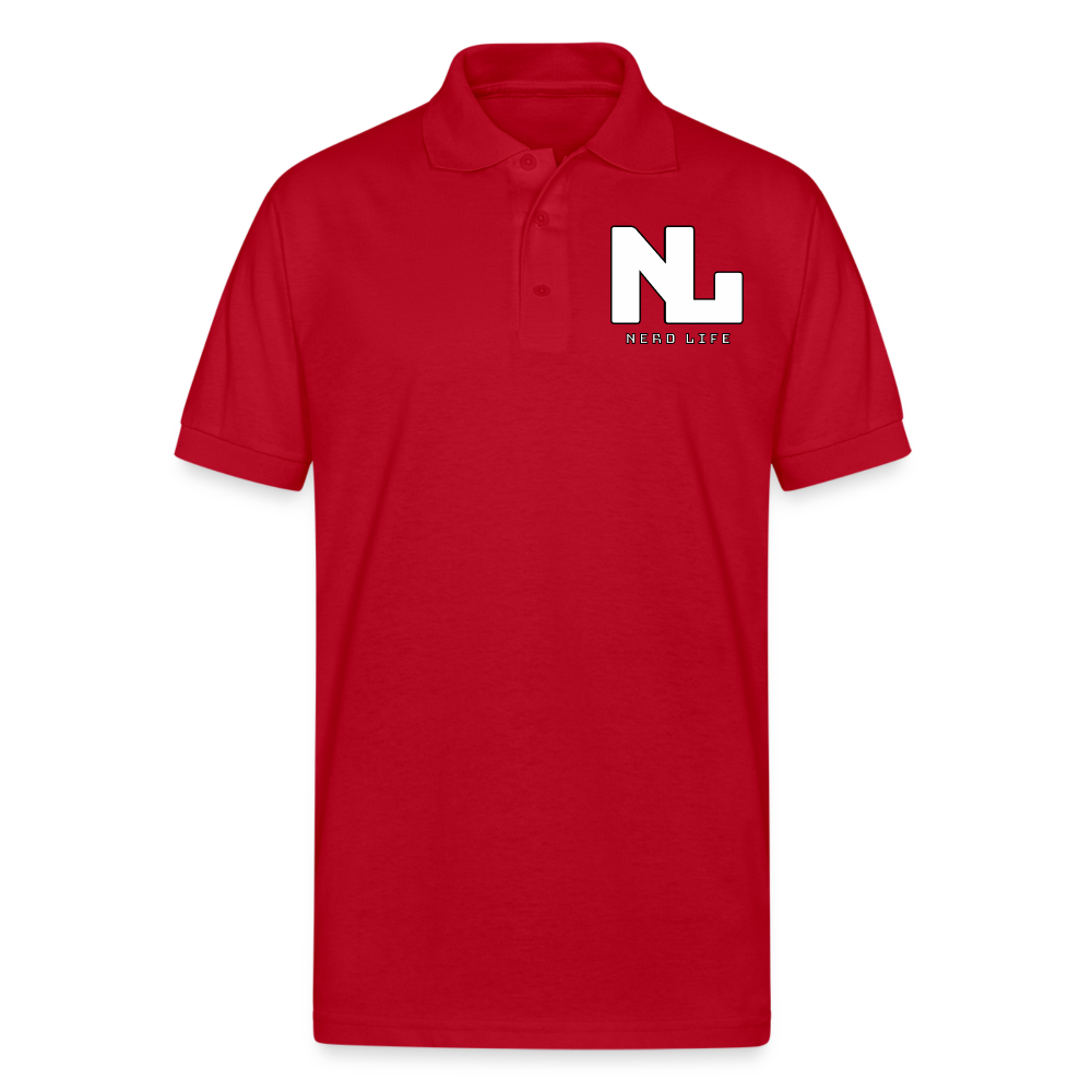 Nerd Life Logo Gildan Unisex 50/50 Jersey Polo - red