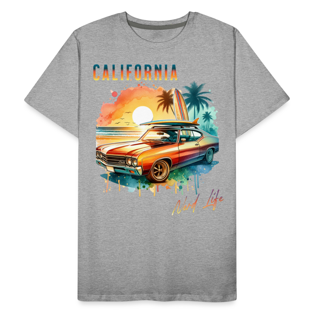 California Nerd Life Sunset Graphic Men’s Premium Organic T-Shirt - heather gray