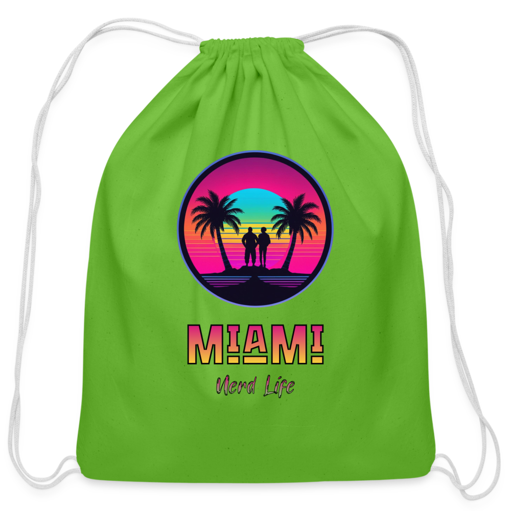 Miami Nerd Life Graphic Cotton Drawstring Bag - clover