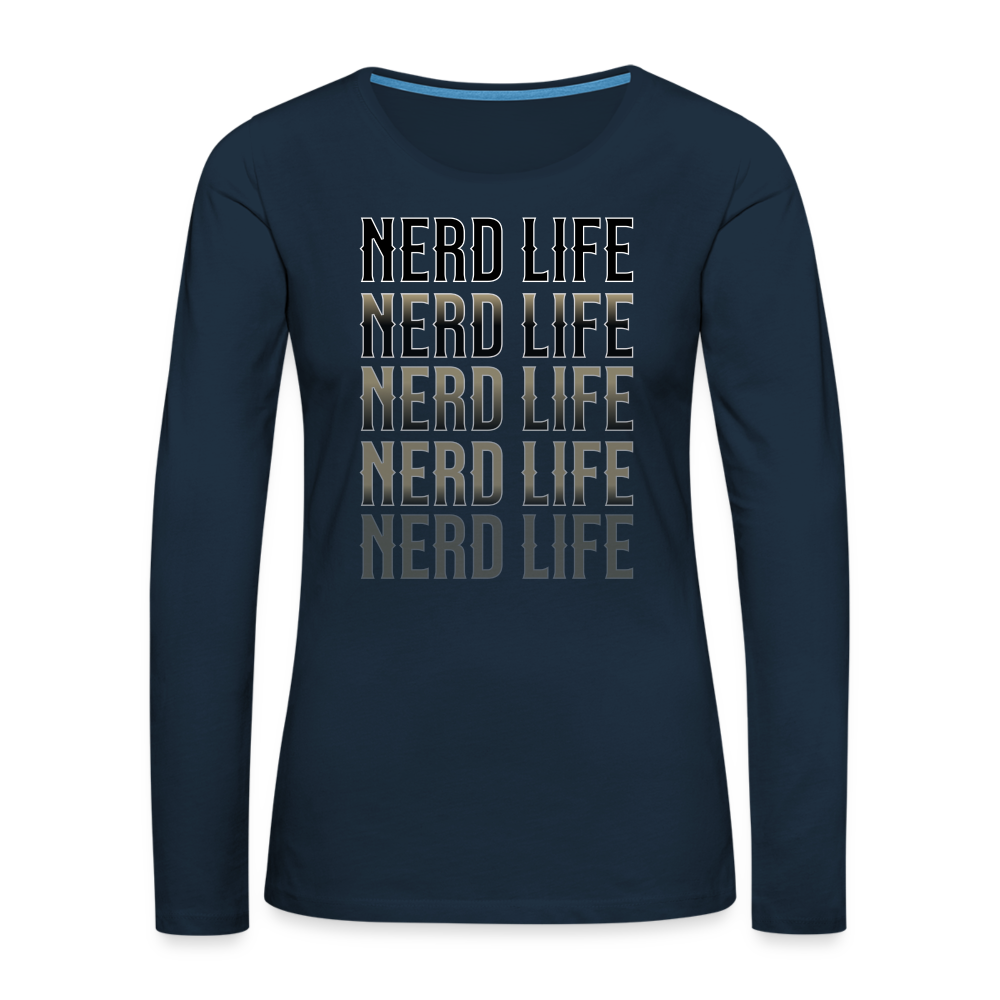 Nerd Life Repeat Fader Women's Premium Long Sleeve T-Shirt - deep navy