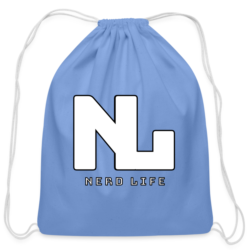 Nerd Life Graphic Cotton Drawstring Bag - carolina blue