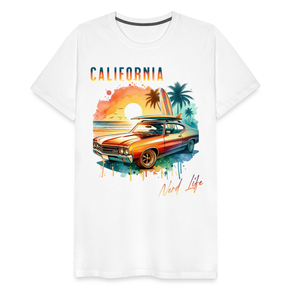 California Nerd Life Sunset Graphic Men's Premium T-Shirt - white