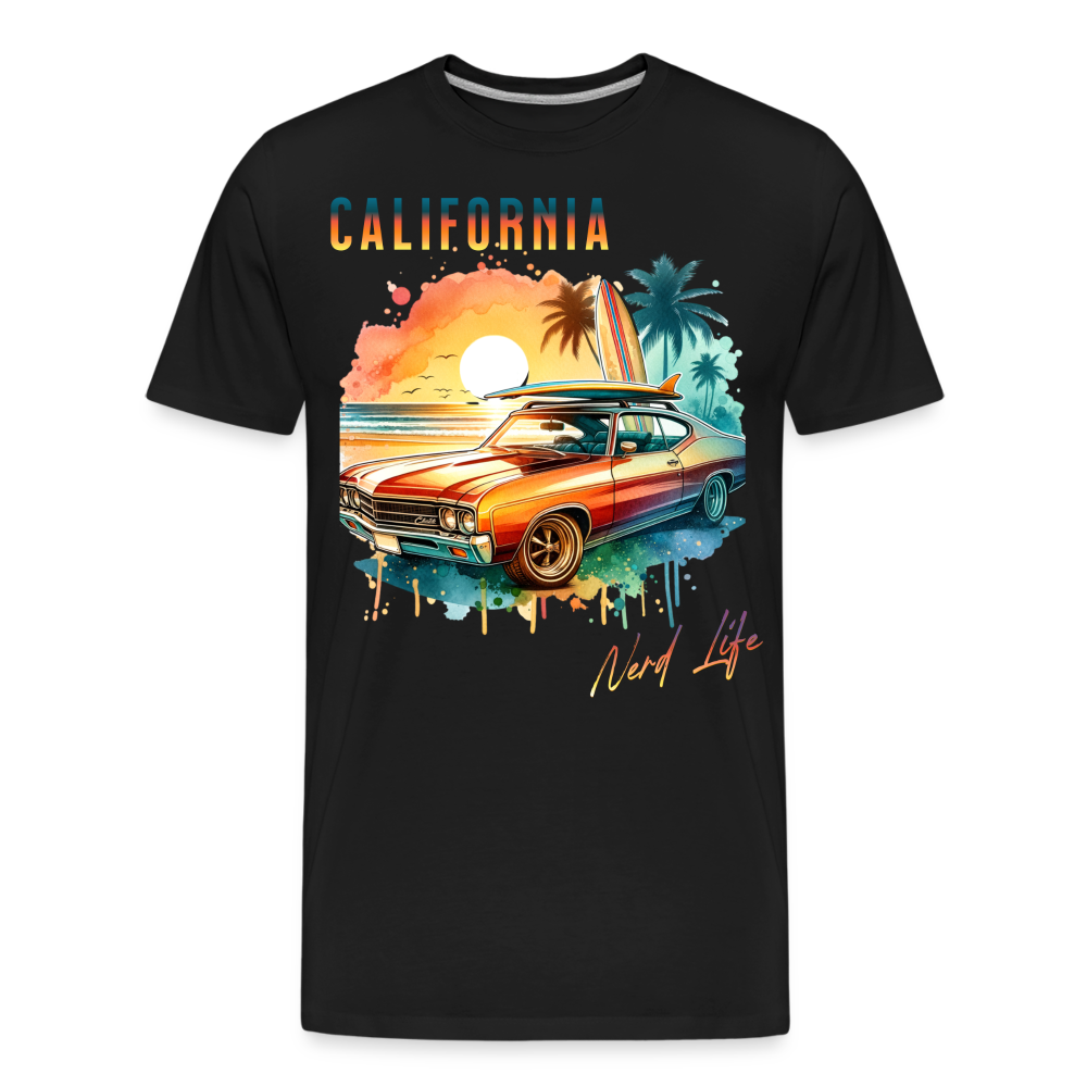 California Nerd Life Sunset Graphic Men’s Premium Organic T-Shirt - black