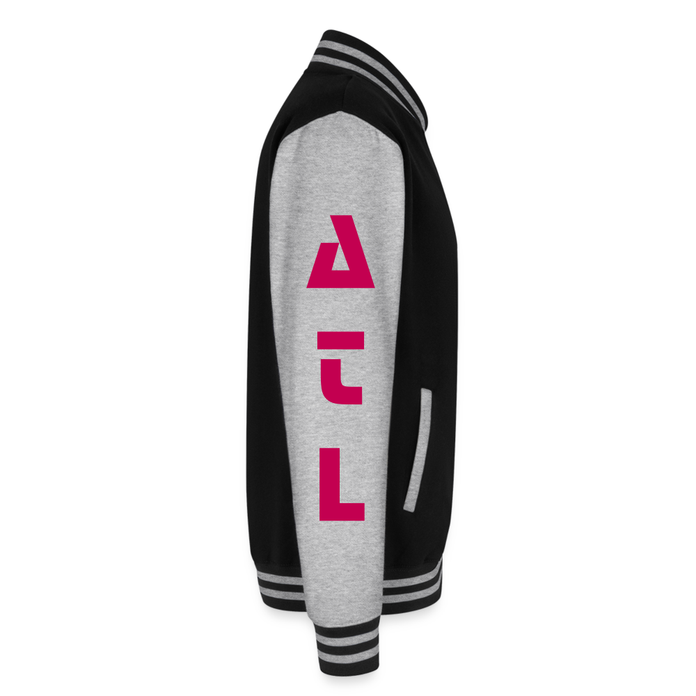 ATL Nerd Life Just Hoods Heavyweight Letterman Jacket - black/heather grey