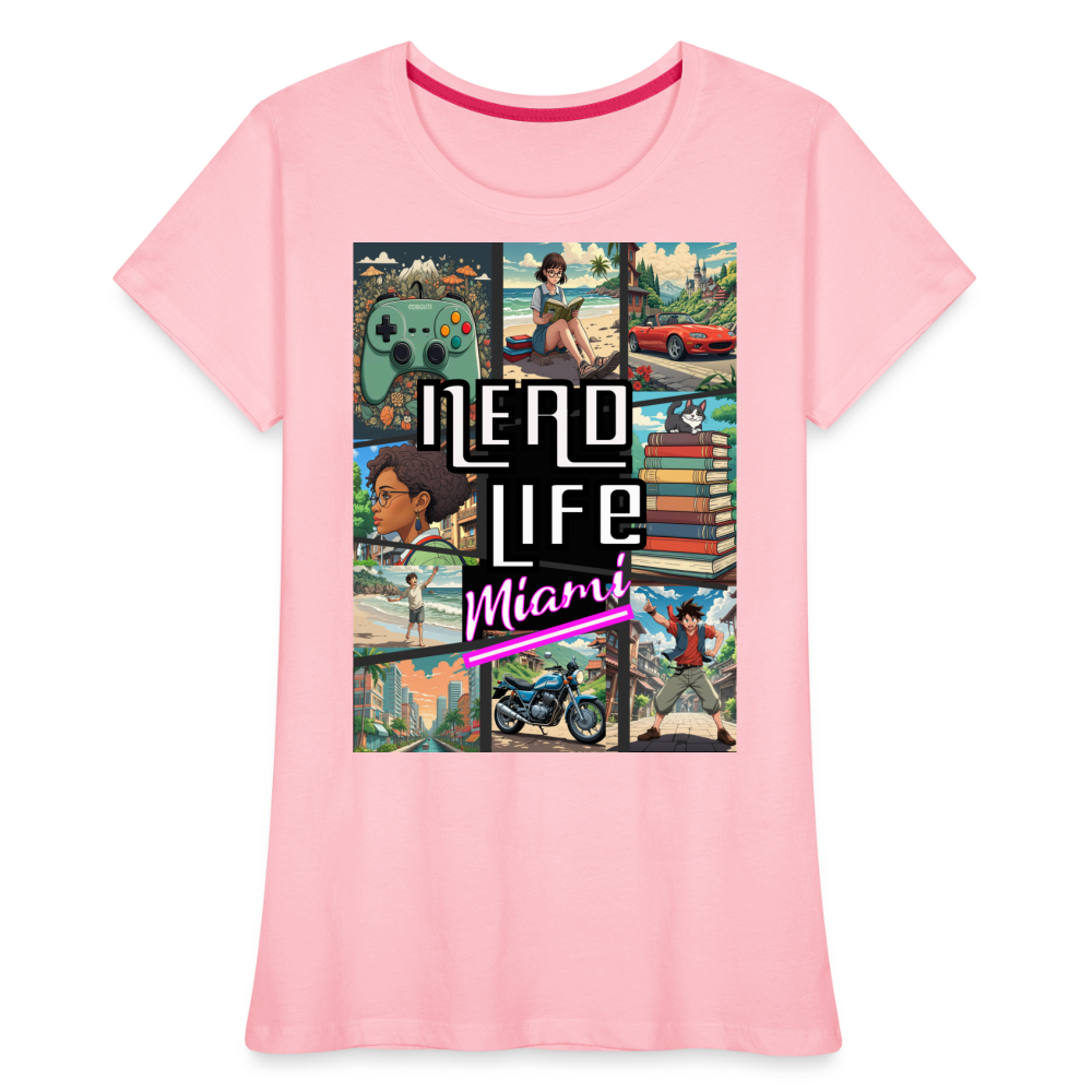 Nerd Life Miami Graphic Women’s Premium Organic T-Shirt - pink