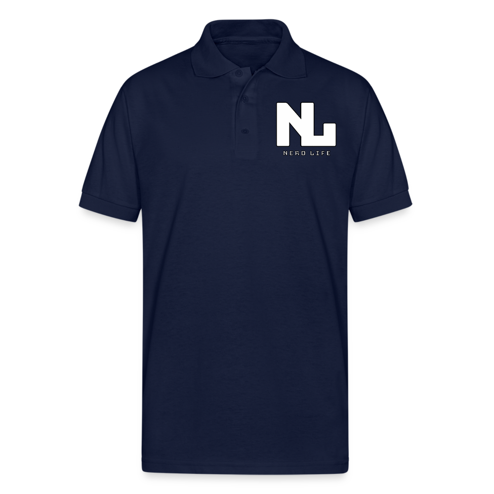 Nerd Life Logo Gildan Unisex 50/50 Jersey Polo - navy