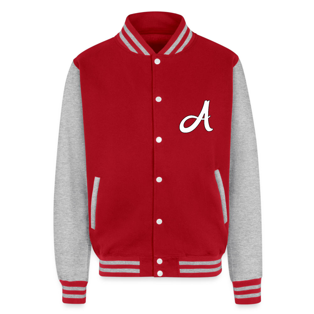 ATL Nerd Life Just Hoods Heavyweight Letterman Jacket - red/heather grey