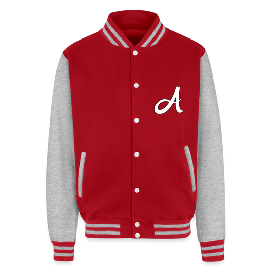 ATL Nerd Life Just Hoods Heavyweight Letterman Jacket - red/heather grey