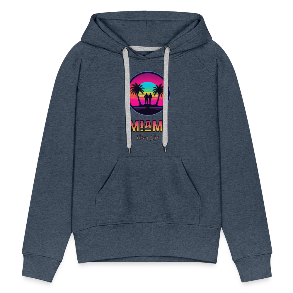 Miami Nerd Life Graphic Women’s Premium Hoodie - heather denim