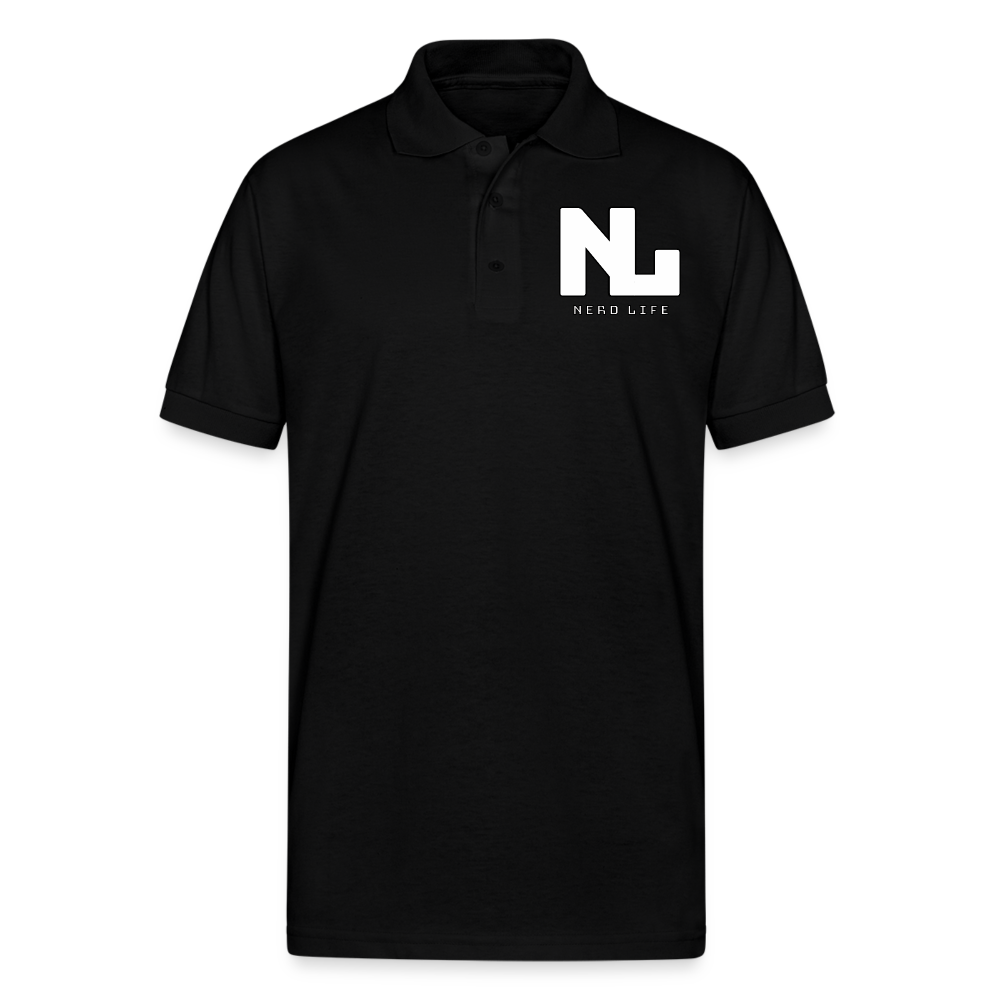 Nerd Life Logo Gildan Unisex 50/50 Jersey Polo - black